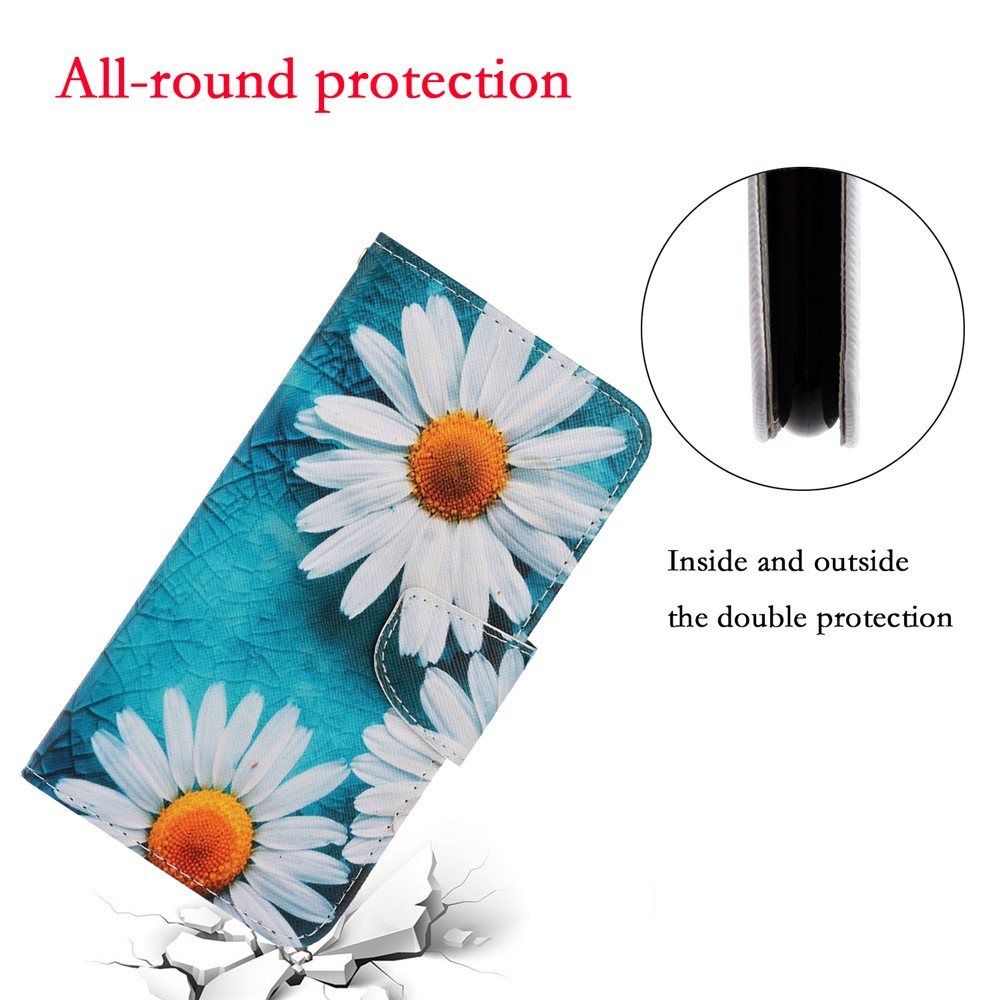 Pattern Printing Flip Leather Wallet Phone Cover Case for Xiaomi Redmi Note 8T - White Flower-5