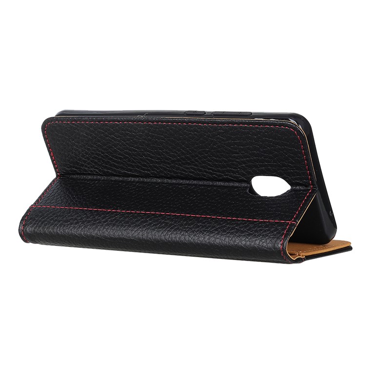 Litchi Skin Leather Wallet Case for Xiaomi Redmi 8A - Black-8