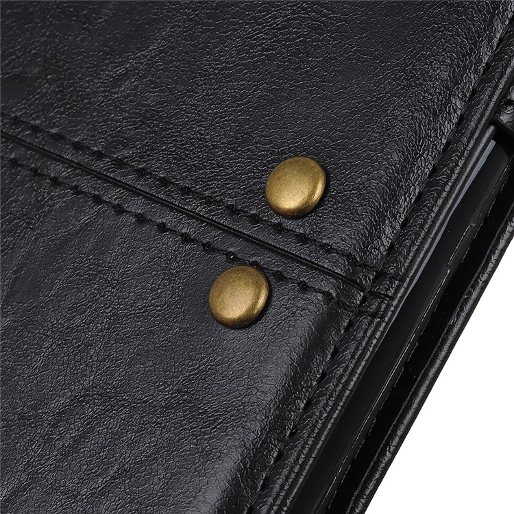 Rivet Decorated Leather Wallet Case with Stand Shell for Xiaomi Redmi K30 - Black-2