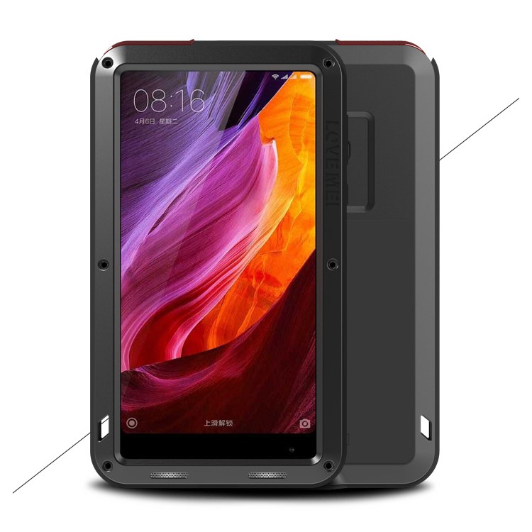 LOVE MEI for Xiaomi Mi Mix Powerful Mobile Case Metal + Silicone + Tempered Glass Materials Drop-proof Shockproof Dust-proof - Black-1