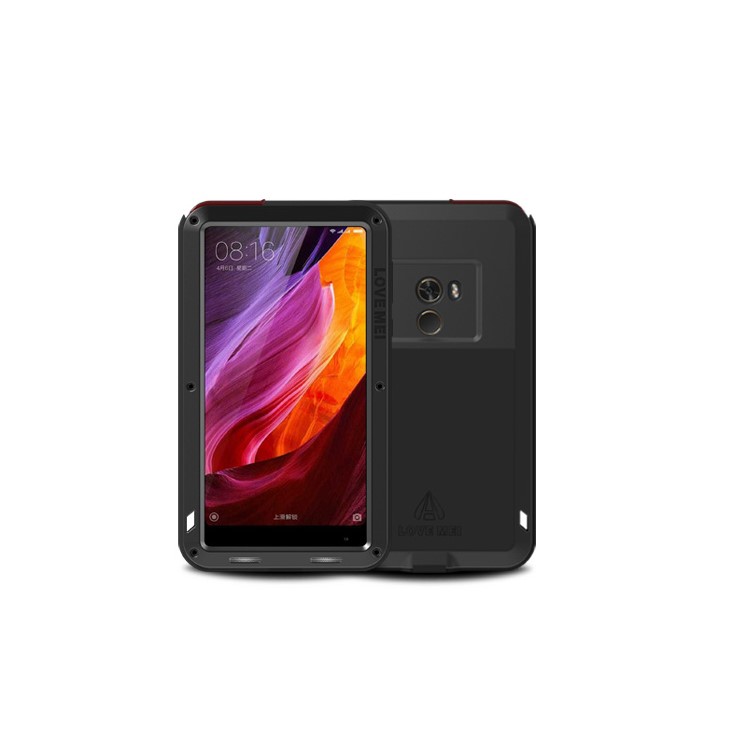 LOVE MEI for Xiaomi Mi Mix Powerful Mobile Case Metal + Silicone + Tempered Glass Materials Drop-proof Shockproof Dust-proof - Black-11