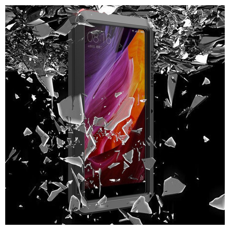 LOVE MEI for Xiaomi Mi Mix Powerful Mobile Case Metal + Silicone + Tempered Glass Materials Drop-proof Shockproof Dust-proof - Black-12