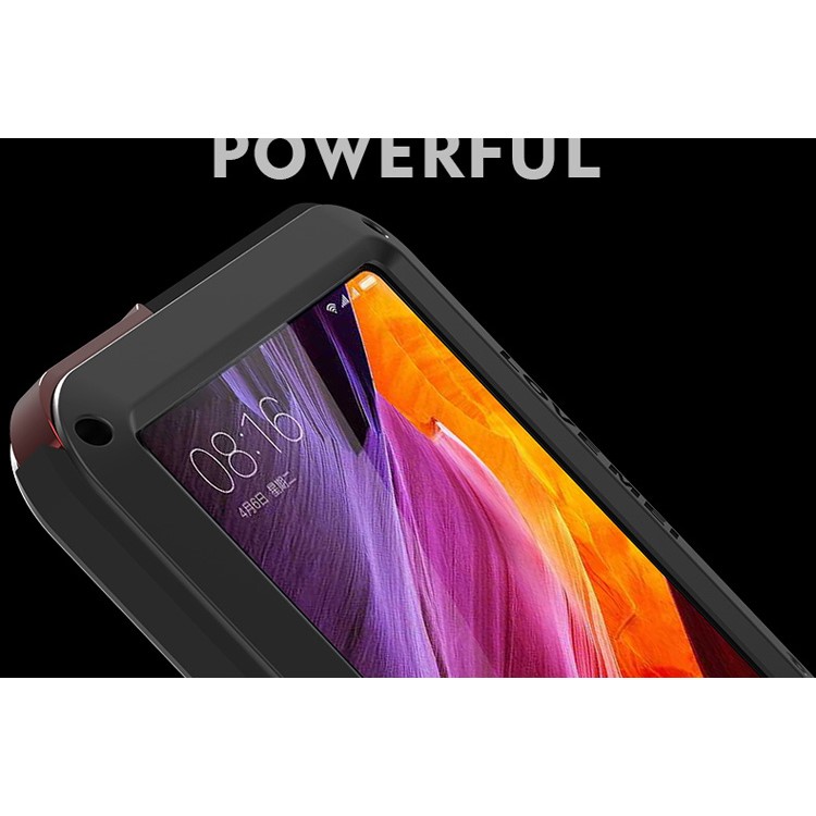 LOVE MEI for Xiaomi Mi Mix Powerful Mobile Case Metal + Silicone + Tempered Glass Materials Drop-proof Shockproof Dust-proof - Black-4