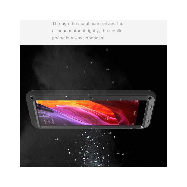 LOVE MEI for Xiaomi Mi Mix Powerful Mobile Case Metal + Silicone + Tempered Glass Materials Drop-proof Shockproof Dust-proof - Black-5