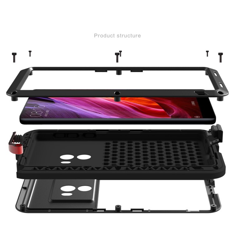 LOVE MEI for Xiaomi Mi Mix Powerful Mobile Case Metal + Silicone + Tempered Glass Materials Drop-proof Shockproof Dust-proof - Black-7