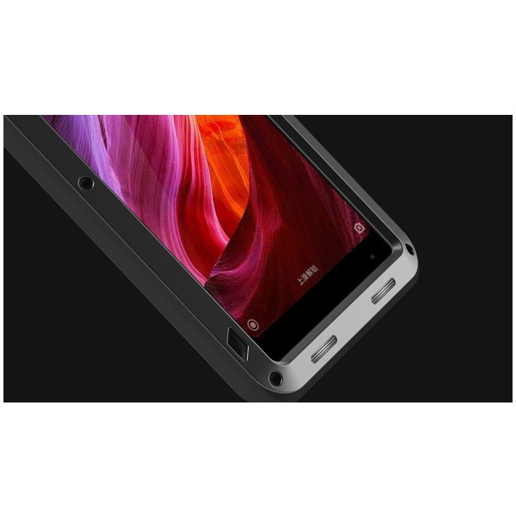 LOVE MEI for Xiaomi Mi Mix Powerful Mobile Case Metal + Silicone + Tempered Glass Materials Drop-proof Shockproof Dust-proof - Black-8