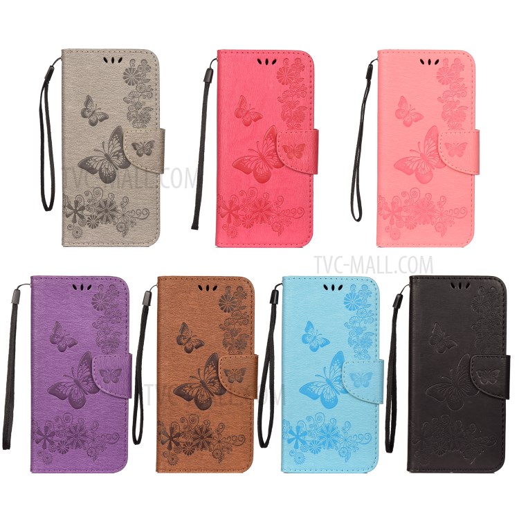 Butterfly Flowers Imprint Leather Stand Wallet Folio Case for Xiaomi Redmi Note 8 Pro - Black-8