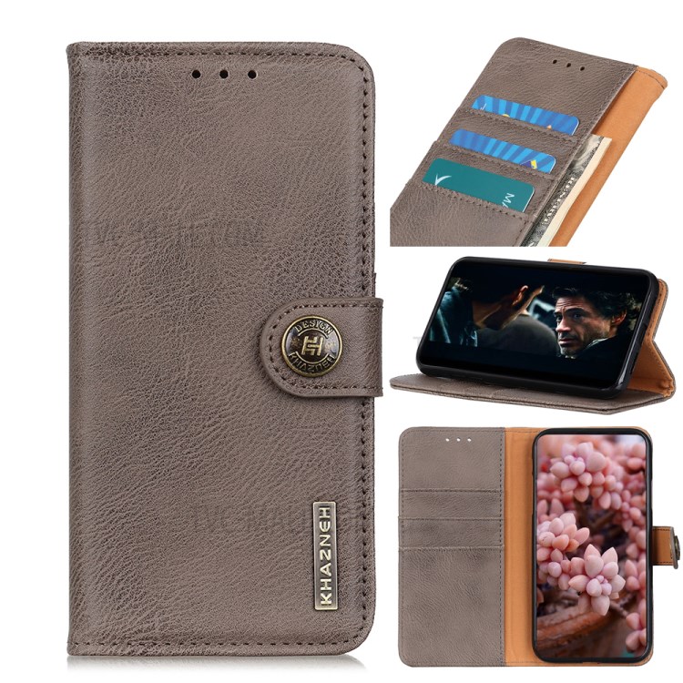 KHAZNEH Wallet Stand Leather Cell Phone Cover Casing for Xiaomi Mi CC9e / Xiaomi Mi A3 - Khaki