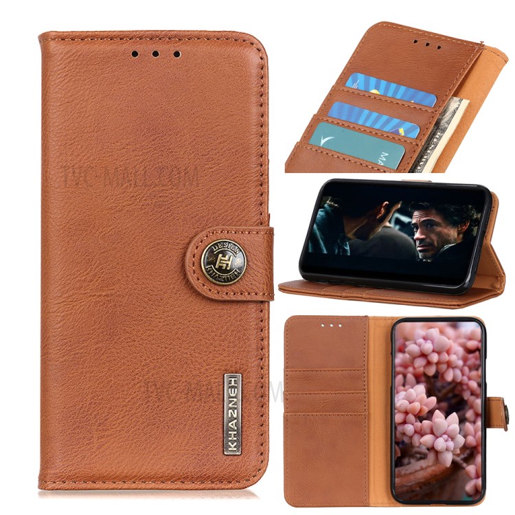 Khazneh Brieftasche Ständer Leder Handyabdeckung Gehäuse Für Xiaomi Mi Cc9e / Xiaomi Mi A3 - Braun-1