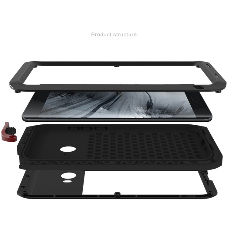 LOVE MEI Powerful Mobile Case for Xiaomi Mi Note 2 Drop-proof Shockproof Dust-proof (Metal + Silicone + Tempered Glass) - Black-2