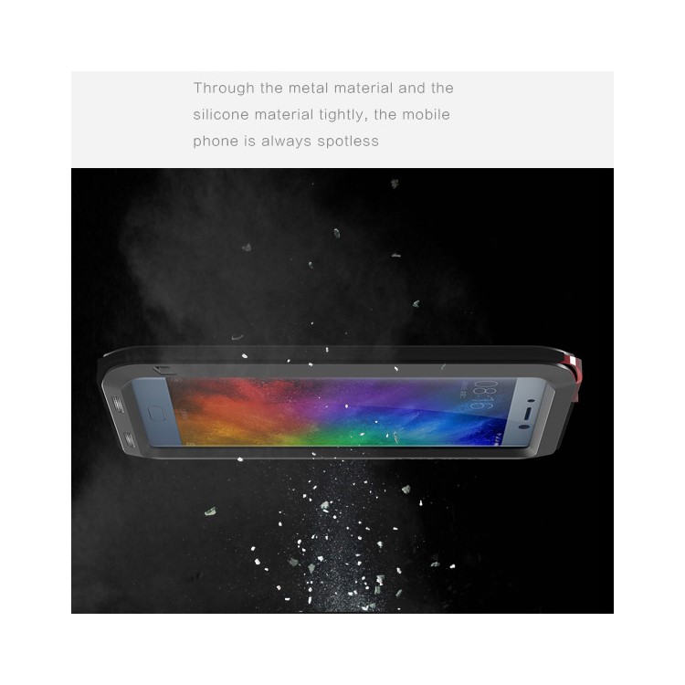 LOVE MEI Powerful Mobile Case for Xiaomi Mi Note 2 Drop-proof Shockproof Dust-proof (Metal + Silicone + Tempered Glass) - Black-3