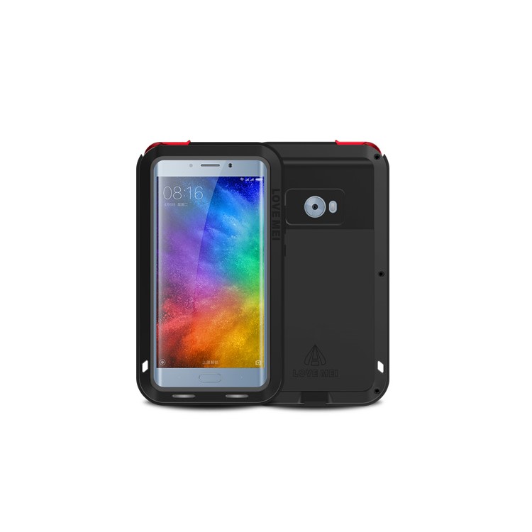 LOVE MEI Powerful Mobile Case for Xiaomi Mi Note 2 Drop-proof Shockproof Dust-proof (Metal + Silicone + Tempered Glass) - Black-8