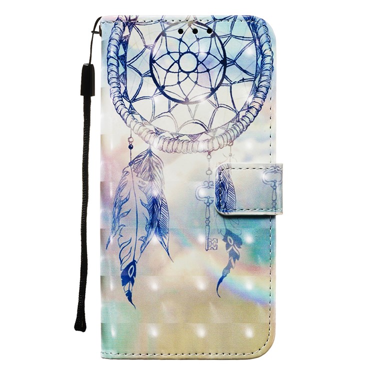 Pattern Printing Light Spot Decor Leather Wallet Stand Case for Xiaomi Redmi Note 8T - Feather Dream Catcher-2