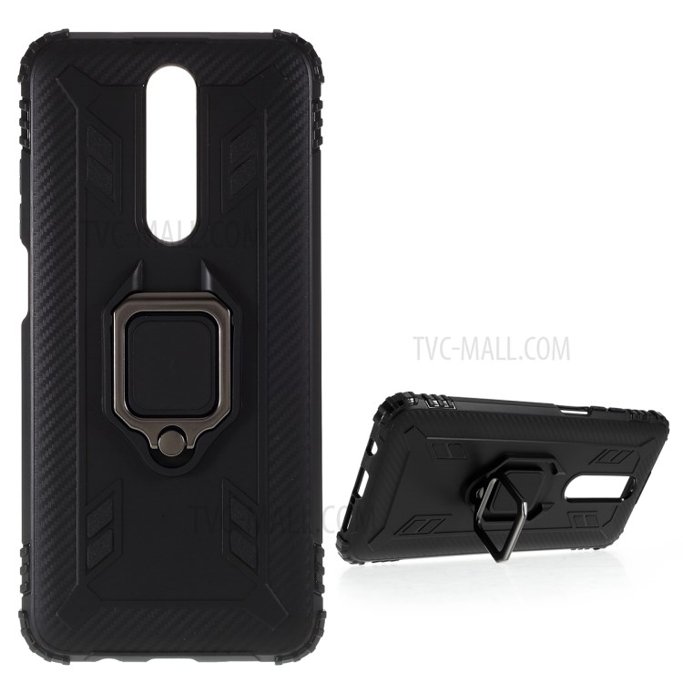 With Finger Ring Kickstand Shockproof TPU Case for Xiaomi Redmi K30 - Black-1