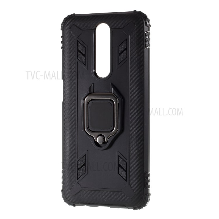 With Finger Ring Kickstand Shockproof TPU Case for Xiaomi Redmi K30 - Black-2