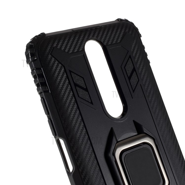 With Finger Ring Kickstand Shockproof TPU Case for Xiaomi Redmi K30 - Black-4