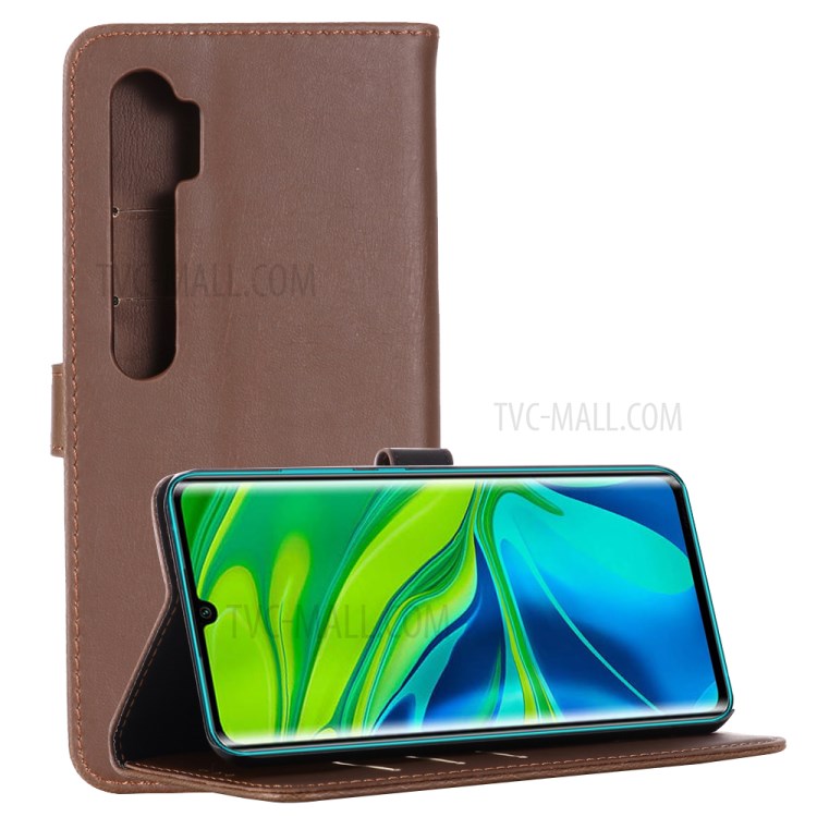 Crazy Horse Vintage Leather Wallet Phone Cover for Xiaomi Mi CC9 Pro/Mi Note 10/Mi Note 10 Pro - Coffee-1