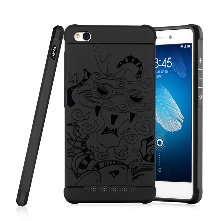 Auspicious Dragon Pattern Drop-proof Imprint TPU Case for Xiaomi Redmi 4a - Black-1