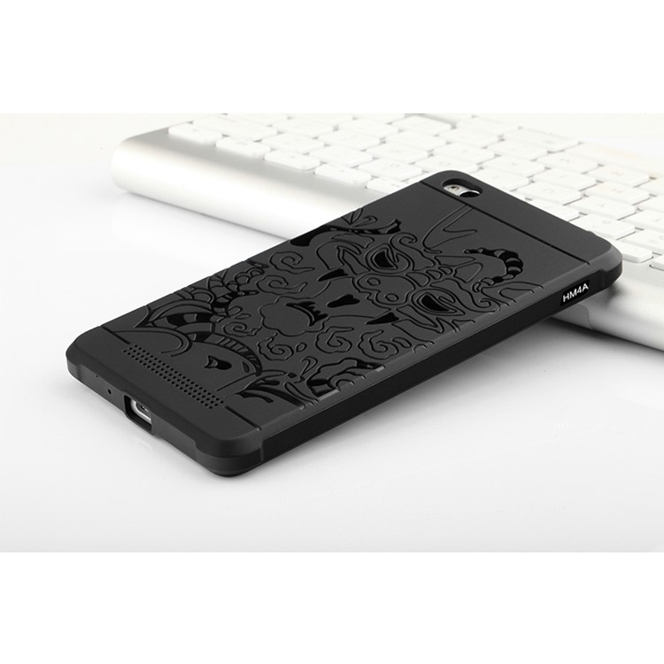 Auspicious Dragon Pattern Drop-proof Imprint TPU Case for Xiaomi Redmi 4a - Black-5