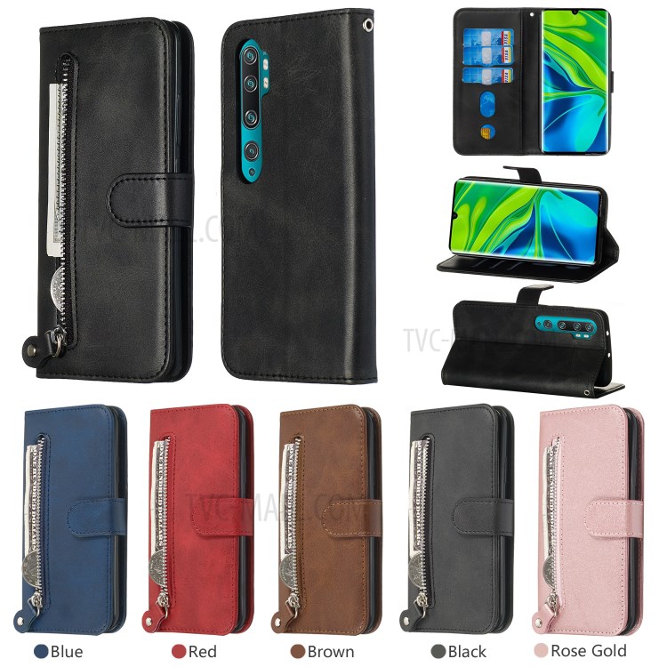 Zipper Pocket Leather Phone Protective Cover for Xiaomi Mi Note 10/Note 10 Pro/CC9 Pro - Black-13