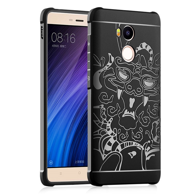 Auspicious Dragon Pattern Drop-proof Imprint TPU Case for Xiaomi Redmi 4 Prime / 4 Pro - Black-1