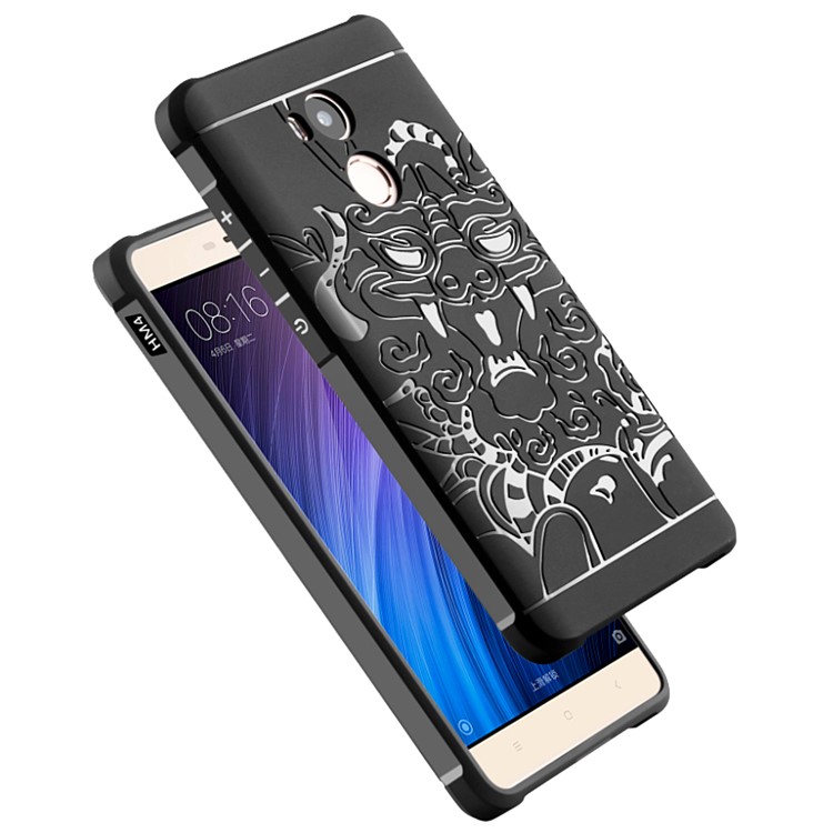 Auspicious Dragon Pattern Drop-proof Imprint TPU Case for Xiaomi Redmi 4 Prime / 4 Pro - Black-3