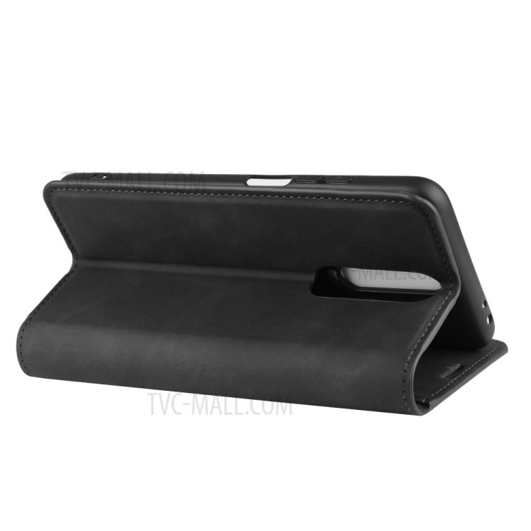 Silky Touch Leather Wallet Case Phone Cover for Xiaomi Redmi K30 - Black-6
