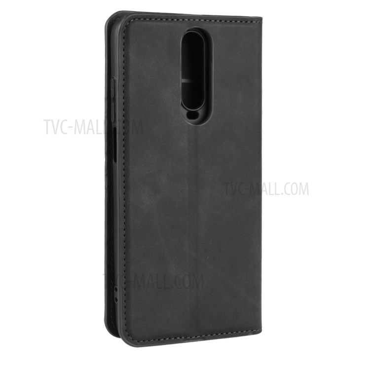 Silky Touch Leather Wallet Case Phone Cover for Xiaomi Redmi K30 - Black-7
