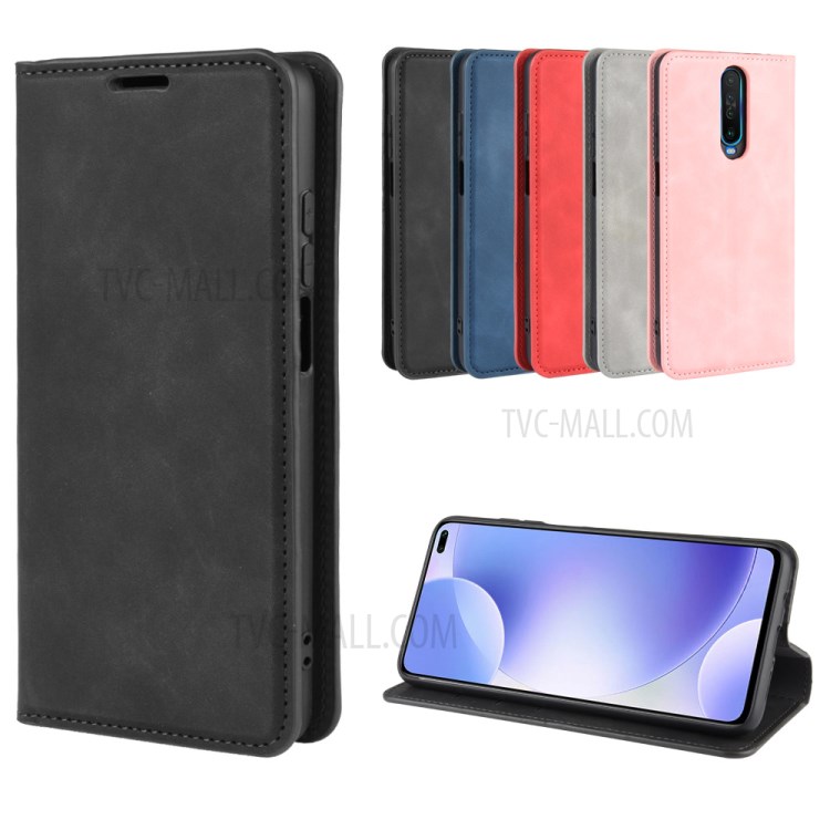 Silky Touch Leather Wallet Case Phone Cover for Xiaomi Redmi K30 - Black-9