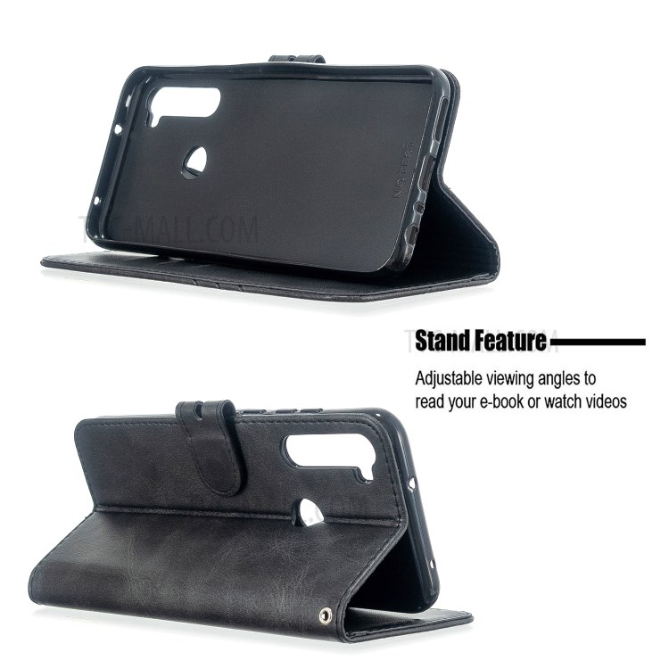 Pure Color Leather Stand Case with Card Slots for Xiaomi Redmi Note 8T - Black-6