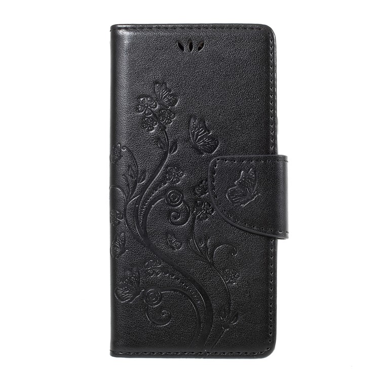 Imprinted Butterfly Flowers Leather Wallet Case for Xiaomi Redmi 3 Pro - Black-2