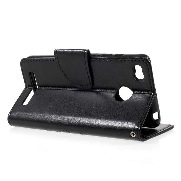 Imprinted Butterfly Flowers Leather Wallet Case for Xiaomi Redmi 3 Pro - Black-4