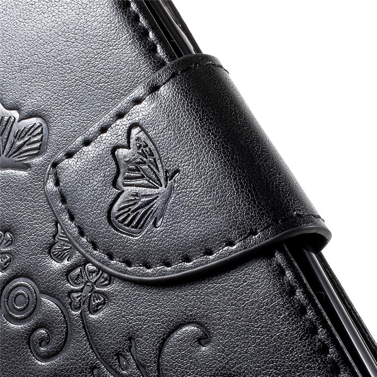 Imprinted Butterfly Flowers Leather Wallet Case for Xiaomi Redmi 3 Pro - Black-7