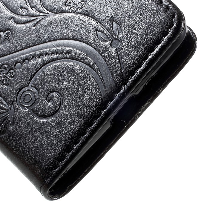 Imprinted Butterfly Flowers Leather Wallet Case for Xiaomi Redmi 3 Pro - Black-9