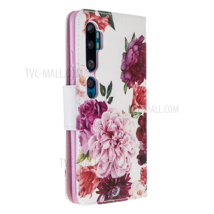 Musterdruckquer Textur Lederabdeckung Für Xiaomi Mi CC9 Pro / Mi Note 10 / Mi Note 10 Pro - Blühende Blumen-4