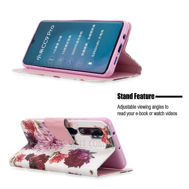 Musterdruckquer Textur Lederabdeckung Für Xiaomi Mi CC9 Pro / Mi Note 10 / Mi Note 10 Pro - Blühende Blumen-6