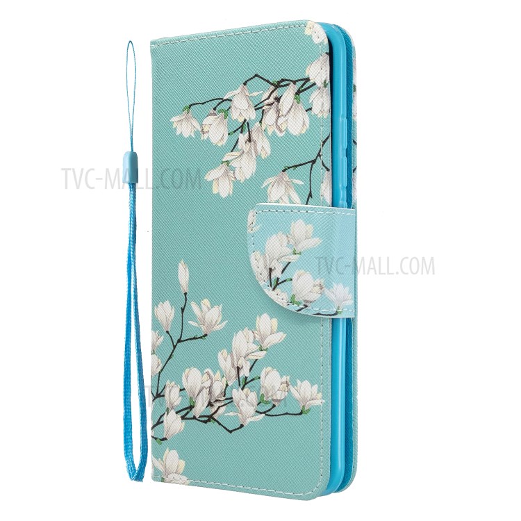 Pattern Printing Cross Texture Leather Cover for Xiaomi Mi CC9 Pro/Mi Note 10/Mi Note 10 Pro - White Flower-3