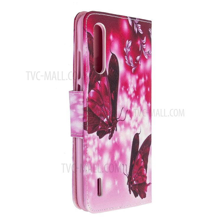 Pattern Printing Flip Leather Wallet Stand Phone Cover for Xiaomi Mi CC9/Mi CC9 Meitu Edition/Mi 9 Lite - Red Butterflies-4