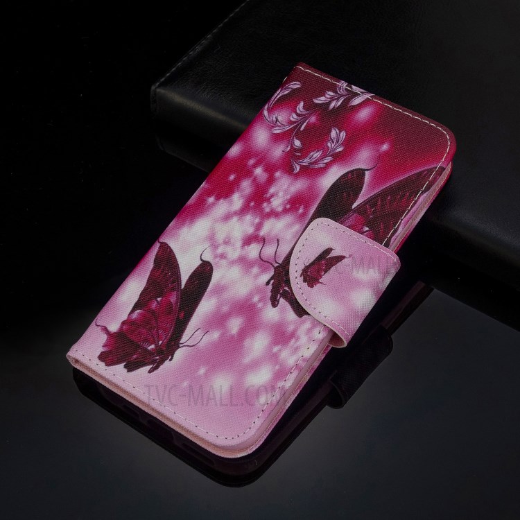 Pattern Printing Flip Leather Wallet Stand Phone Cover for Xiaomi Mi CC9/Mi CC9 Meitu Edition/Mi 9 Lite - Red Butterflies-8