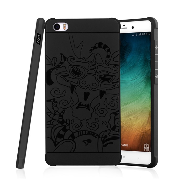 Auspicious Dragon Pattern Drop-proof Imprint TPU Case for Xiaomi Mi Note - Black-1