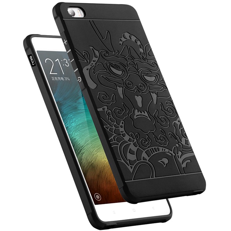 Auspicious Dragon Pattern Drop-proof Imprint TPU Case for Xiaomi Mi Note - Black-3