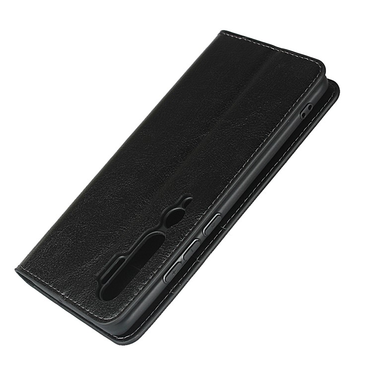 Crazy Horse Wallet Stand Stand Caso de Couro Genuíno Para Xiaomi Mi CC9 Pro / Mi Nota 10 / Nota 10 Pro - Preto