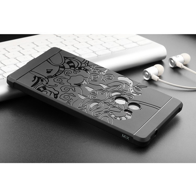 Imprinted Chinese Dragon Phone Case Drop-proof TPU for Xiaomi Mi Mix - Black-7