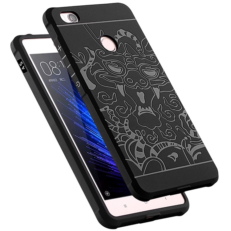 Auspicious Dragon Pattern Drop-proof Imprint TPU Case for Xiaomi Mi 4S - Black-2