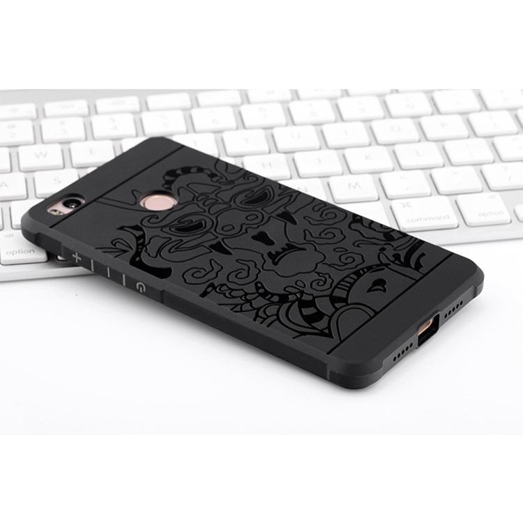 Auspicious Dragon Pattern Drop-proof Imprint TPU Case for Xiaomi Mi 4S - Black-7