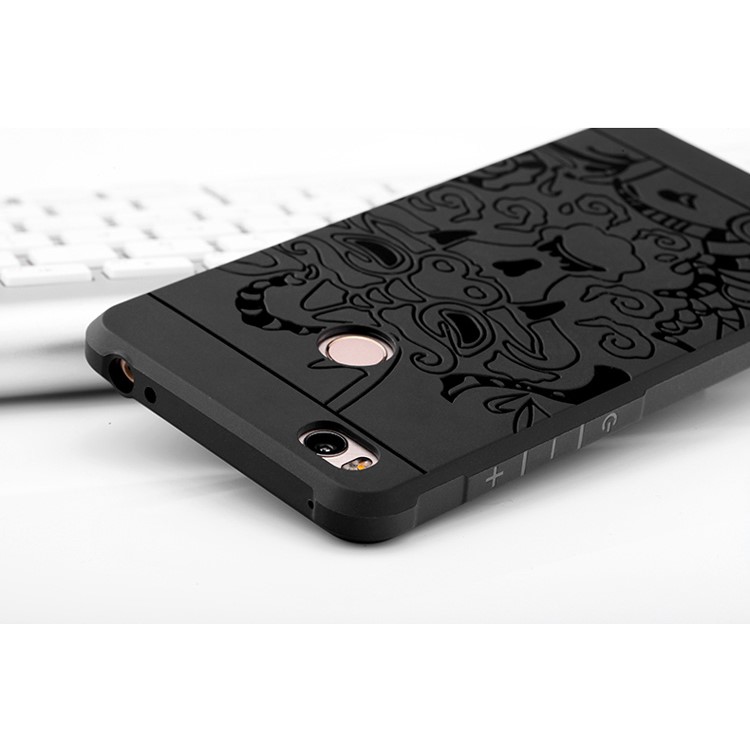 Auspicious Dragon Pattern Drop-proof Imprint TPU Case for Xiaomi Mi 4S - Black-8