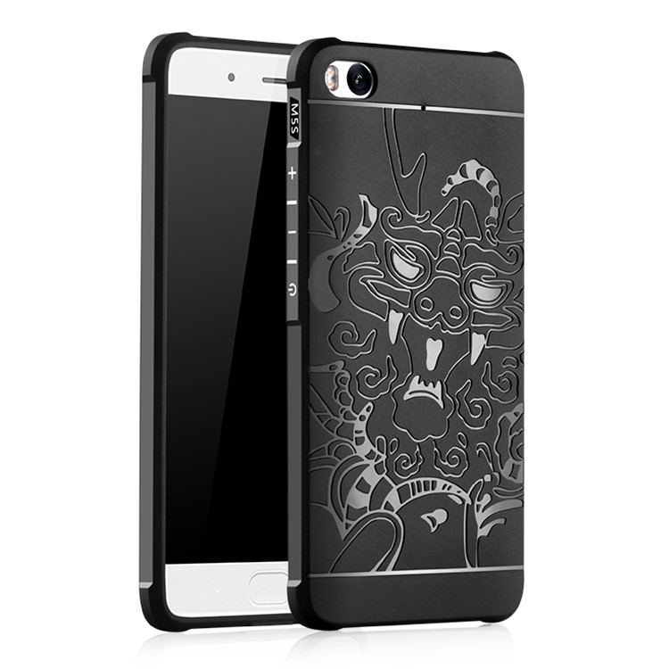 Auspicious Dragon Pattern Drop-proof Imprint TPU Cover for Xiaomi Mi 5s - Black-1