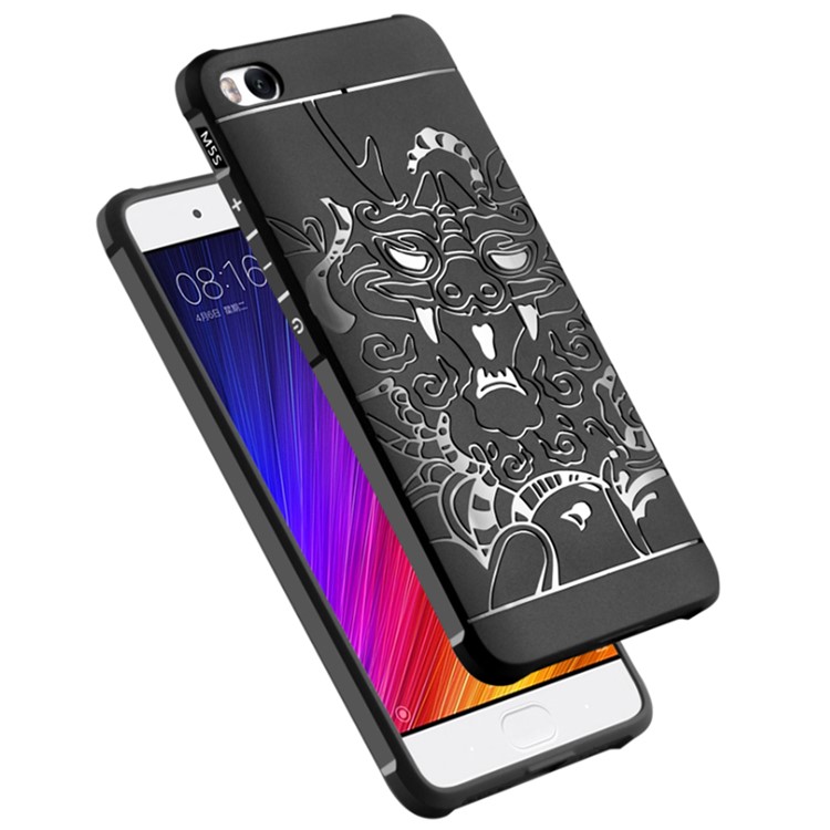 Auspicious Dragon Pattern Drop-proof Imprint TPU Cover for Xiaomi Mi 5s - Black-3