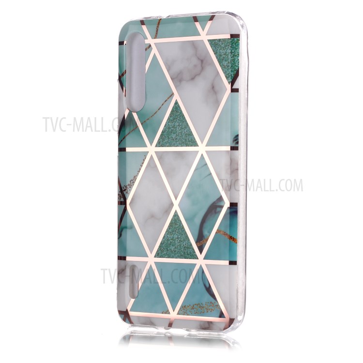 Teste Padrão De Mármore Galvanoplastia Caso De Volta IMD TPU Para Xiaomi Mi Cc9e / Mi A3 - Branco / Ciano-2