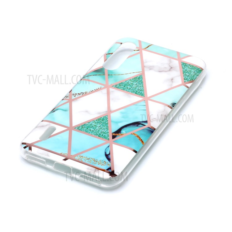 Teste Padrão De Mármore Galvanoplastia Caso De Volta IMD TPU Para Xiaomi Mi Cc9e / Mi A3 - Branco / Ciano-3